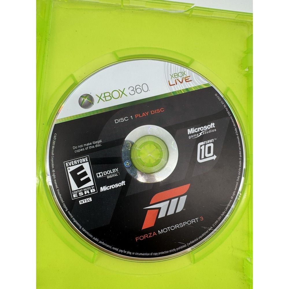 Forza Motorsport 3 XBox 360 Disc One Play Disc Microsoft Game Studios